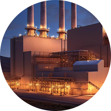 Refinery facility lit at dusk